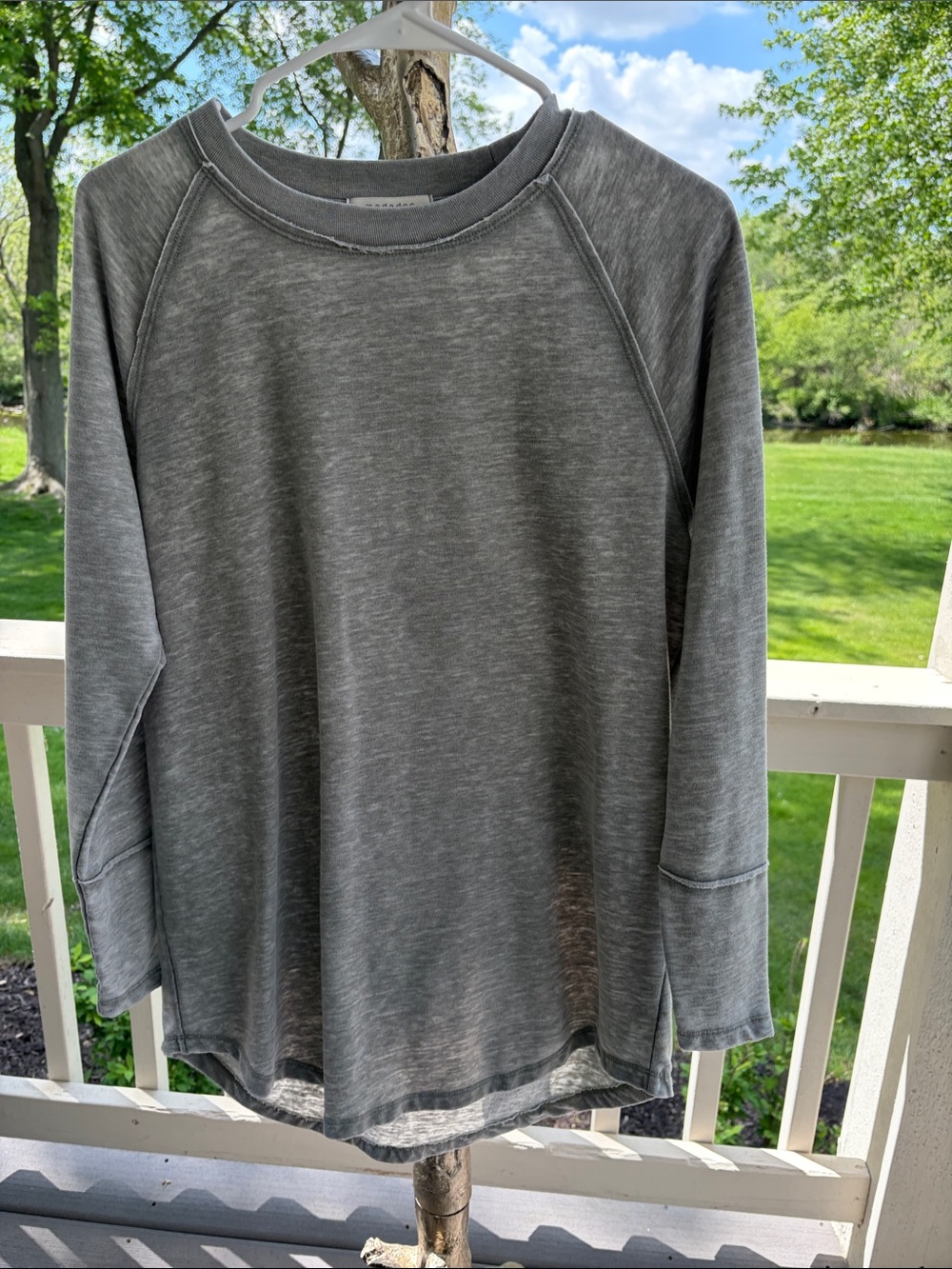 Washed Gray Long-Sleeve Women's Top